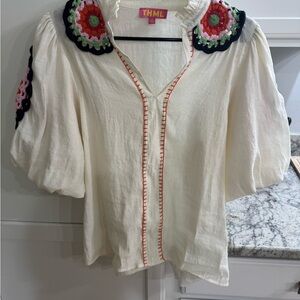 THML Cream Blouse with Colorful Embroidery